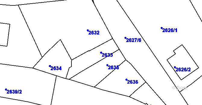 Parcela st. 2633 v KÚ Veselí nad Lužnicí, Katastrální mapa