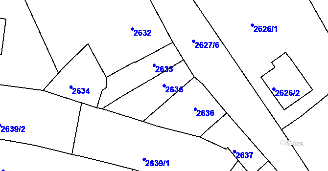 Parcela st. 2635 v KÚ Veselí nad Lužnicí, Katastrální mapa