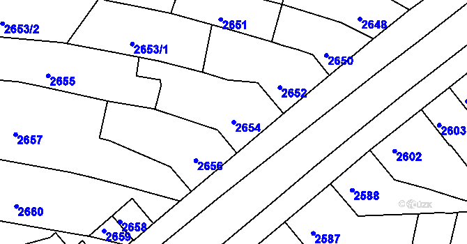 Parcela st. 2654 v KÚ Veselí nad Lužnicí, Katastrální mapa