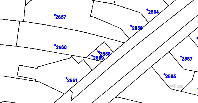 Parcela st. 2658 v KÚ Veselí nad Lužnicí, Katastrální mapa