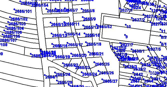 Parcela st. 2665 v KÚ Veselí nad Lužnicí, Katastrální mapa