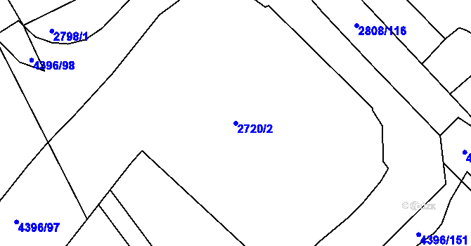 Parcela st. 2720/2 v KÚ Veselí nad Lužnicí, Katastrální mapa