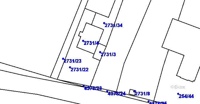 Parcela st. 2731/3 v KÚ Veselí nad Lužnicí, Katastrální mapa