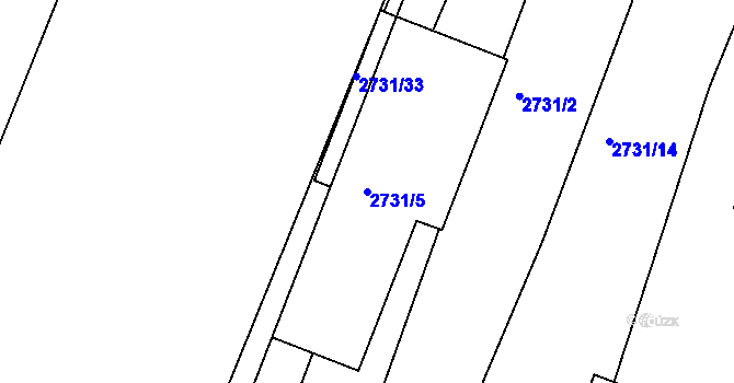 Parcela st. 2731/5 v KÚ Veselí nad Lužnicí, Katastrální mapa