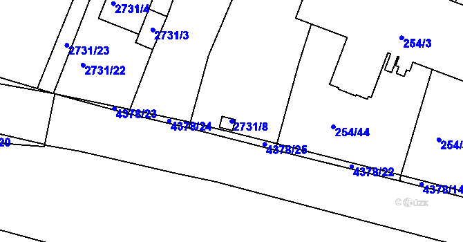 Parcela st. 2731/8 v KÚ Veselí nad Lužnicí, Katastrální mapa