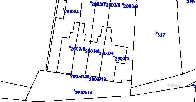 Parcela st. 2803/4 v KÚ Veselí nad Lužnicí, Katastrální mapa