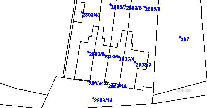 Parcela st. 2803/5 v KÚ Veselí nad Lužnicí, Katastrální mapa