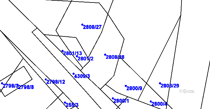 Parcela st. 2808/28 v KÚ Veselí nad Lužnicí, Katastrální mapa