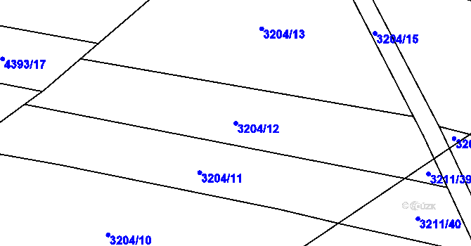 Parcela st. 3204/12 v KÚ Veselí nad Lužnicí, Katastrální mapa