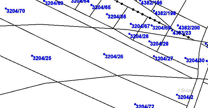 Parcela st. 3204/26 v KÚ Veselí nad Lužnicí, Katastrální mapa