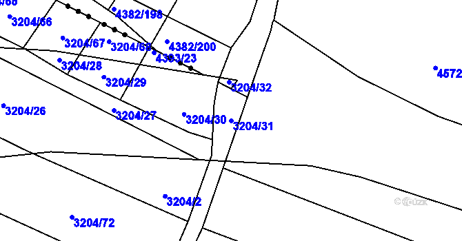 Parcela st. 3204/31 v KÚ Veselí nad Lužnicí, Katastrální mapa