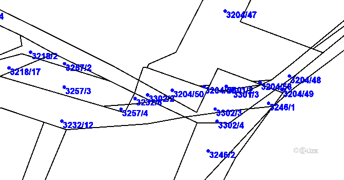 Parcela st. 3204/50 v KÚ Veselí nad Lužnicí, Katastrální mapa