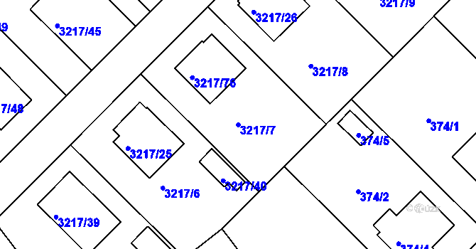 Parcela st. 3217/7 v KÚ Veselí nad Lužnicí, Katastrální mapa