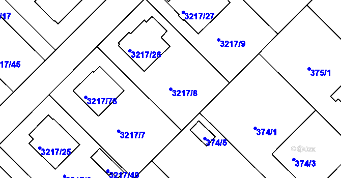 Parcela st. 3217/8 v KÚ Veselí nad Lužnicí, Katastrální mapa