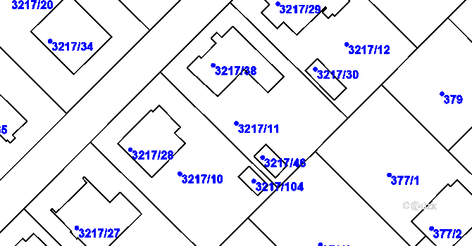 Parcela st. 3217/11 v KÚ Veselí nad Lužnicí, Katastrální mapa