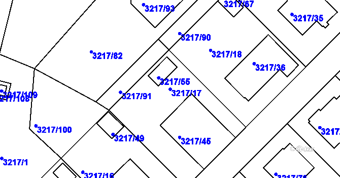 Parcela st. 3217/17 v KÚ Veselí nad Lužnicí, Katastrální mapa