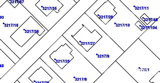 Parcela st. 3217/27 v KÚ Veselí nad Lužnicí, Katastrální mapa