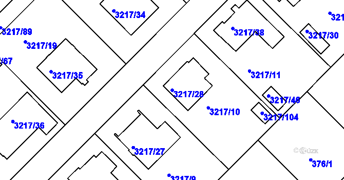 Parcela st. 3217/28 v KÚ Veselí nad Lužnicí, Katastrální mapa