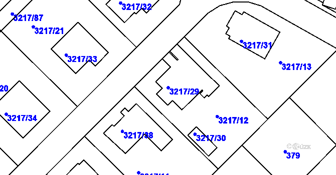 Parcela st. 3217/29 v KÚ Veselí nad Lužnicí, Katastrální mapa