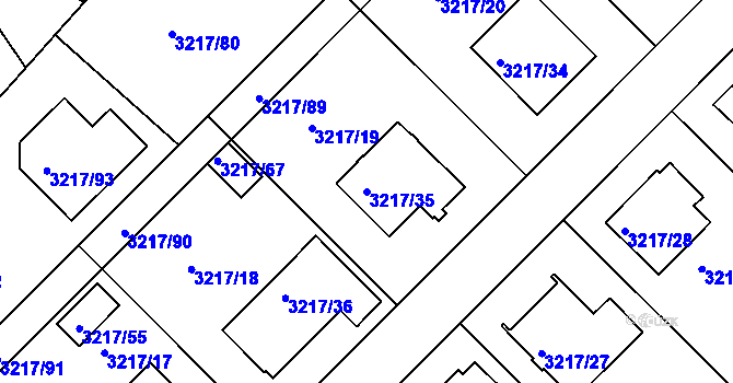 Parcela st. 3217/35 v KÚ Veselí nad Lužnicí, Katastrální mapa