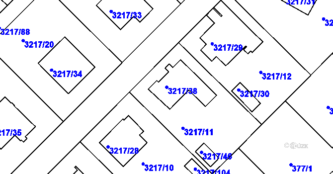 Parcela st. 3217/38 v KÚ Veselí nad Lužnicí, Katastrální mapa