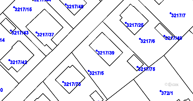 Parcela st. 3217/39 v KÚ Veselí nad Lužnicí, Katastrální mapa