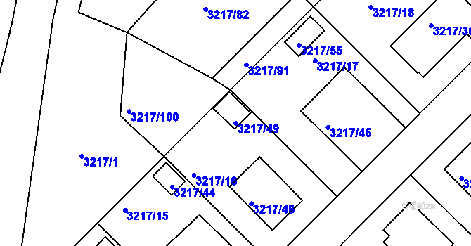 Parcela st. 3217/49 v KÚ Veselí nad Lužnicí, Katastrální mapa