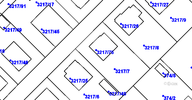Parcela st. 3217/76 v KÚ Veselí nad Lužnicí, Katastrální mapa