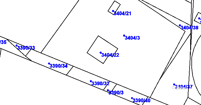 Parcela st. 3404/22 v KÚ Veselí nad Lužnicí, Katastrální mapa