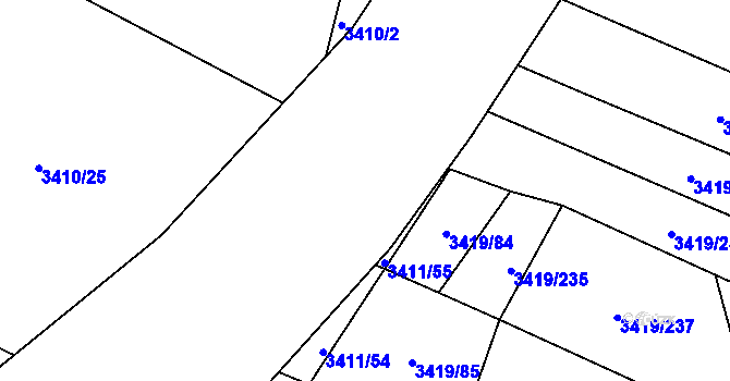 Parcela st. 3405/35 v KÚ Veselí nad Lužnicí, Katastrální mapa
