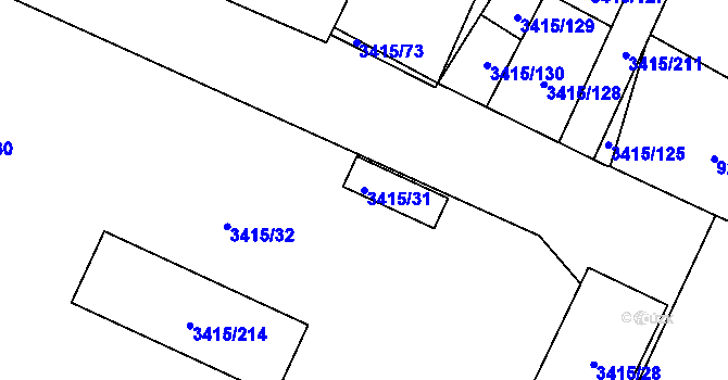 Parcela st. 3415/31 v KÚ Veselí nad Lužnicí, Katastrální mapa