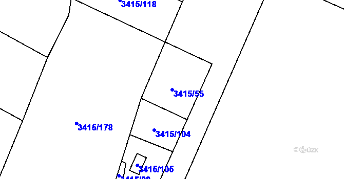 Parcela st. 3415/55 v KÚ Veselí nad Lužnicí, Katastrální mapa