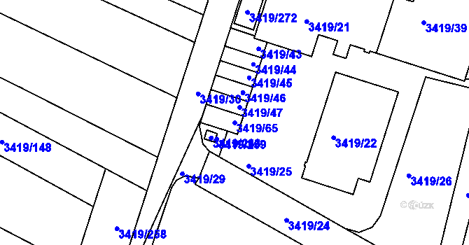 Parcela st. 3419/65 v KÚ Veselí nad Lužnicí, Katastrální mapa