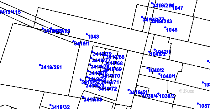 Parcela st. 3419/66 v KÚ Veselí nad Lužnicí, Katastrální mapa