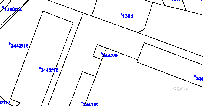 Parcela st. 3442/9 v KÚ Veselí nad Lužnicí, Katastrální mapa