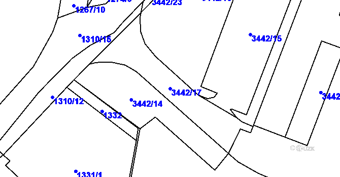Parcela st. 3442/17 v KÚ Veselí nad Lužnicí, Katastrální mapa