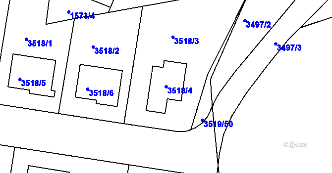 Parcela st. 3518/4 v KÚ Veselí nad Lužnicí, Katastrální mapa