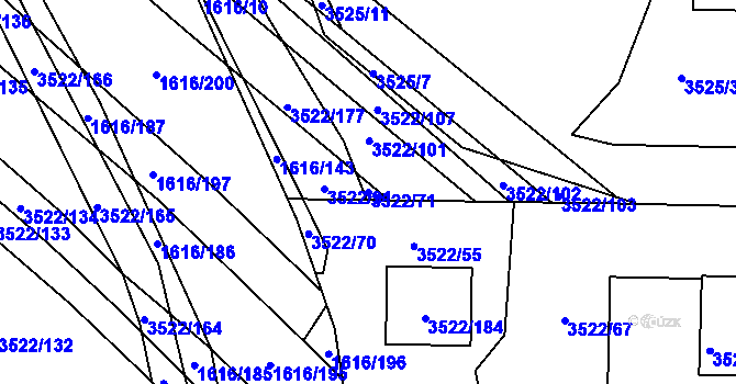Parcela st. 3522/71 v KÚ Veselí nad Lužnicí, Katastrální mapa