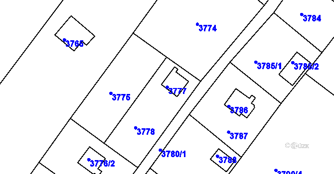 Parcela st. 3777 v KÚ Veselí nad Lužnicí, Katastrální mapa