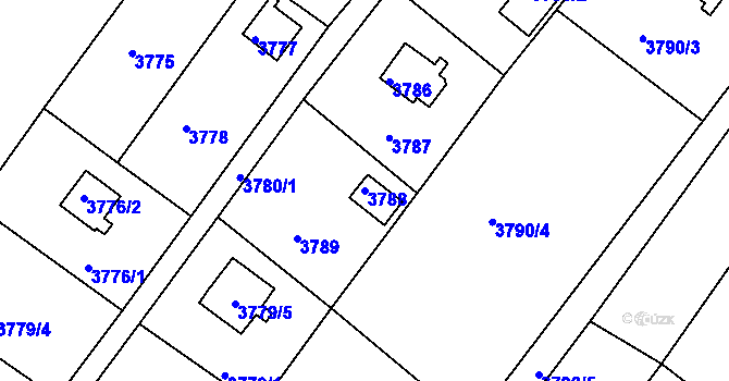 Parcela st. 3788 v KÚ Veselí nad Lužnicí, Katastrální mapa