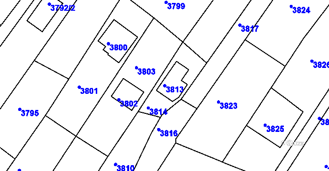 Parcela st. 3813 v KÚ Veselí nad Lužnicí, Katastrální mapa