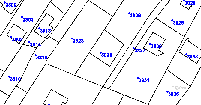 Parcela st. 3825 v KÚ Veselí nad Lužnicí, Katastrální mapa