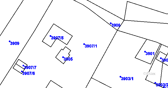 Parcela st. 3907/1 v KÚ Veselí nad Lužnicí, Katastrální mapa