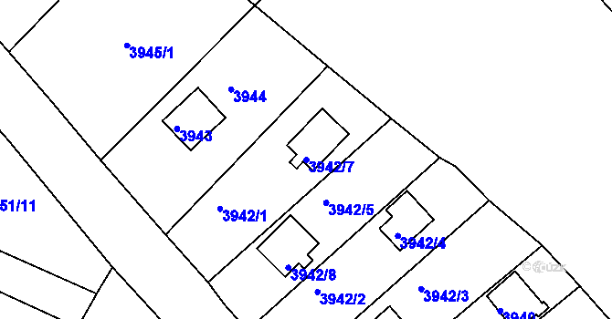 Parcela st. 3942/7 v KÚ Veselí nad Lužnicí, Katastrální mapa