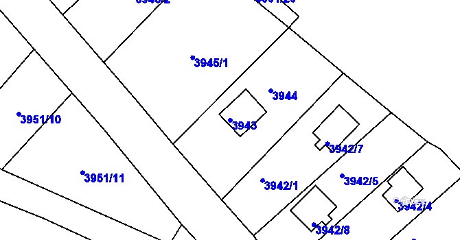 Parcela st. 3943 v KÚ Veselí nad Lužnicí, Katastrální mapa