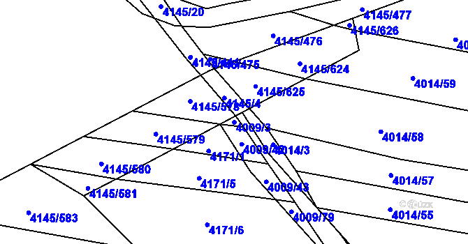 Parcela st. 4009/3 v KÚ Veselí nad Lužnicí, Katastrální mapa