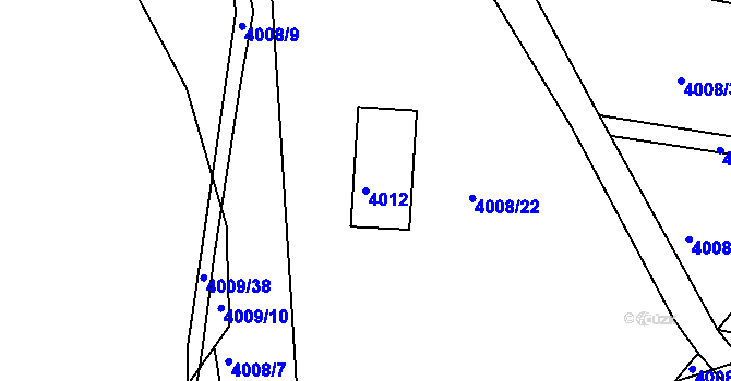 Parcela st. 4012 v KÚ Veselí nad Lužnicí, Katastrální mapa