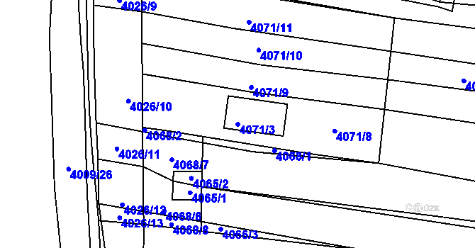 Parcela st. 4071/3 v KÚ Veselí nad Lužnicí, Katastrální mapa