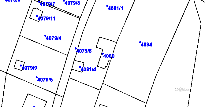 Parcela st. 4080 v KÚ Veselí nad Lužnicí, Katastrální mapa