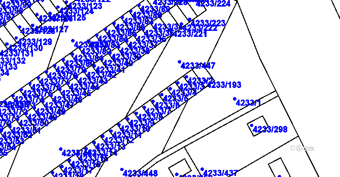Parcela st. 4233/4 v KÚ Veselí nad Lužnicí, Katastrální mapa